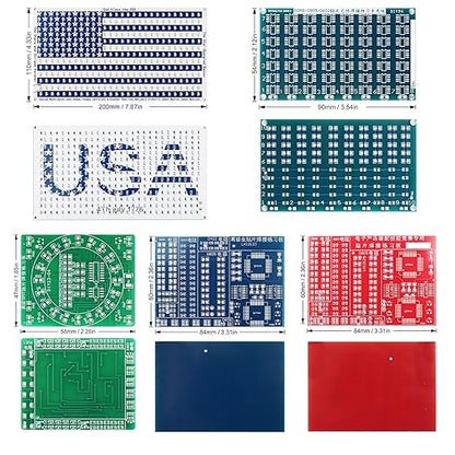 5in1 DIY Soldering Practice Kit Large USA Flag, SOP8 Chip Practice Board, CD4017 Green, 0603 Red & 0606 Blue SMD/SMT Kits for Beginners & Soldering Skill Mastery Let You Master Welding Skills