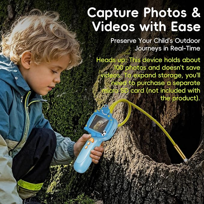 Borescope Camera Toy with Light for Kids - STEM Science Educational Toy for 4 5 6 7 8 9 10 Years Old Boys Girls Birthday Gift, Snake Scope Camera for Outdoor Camping Nature Exploration