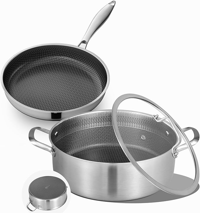 LOLYKITCH 7 QT & 12 Inch Ceramic Nonstick Cookware Set