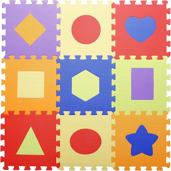 Coolcandy Baby Play Mat Without Fence, 9Pcs Interlocking Puzzle Floor Mat, 0.4" Thick Non-Toxic EVA Foam Play Mat, for Infants & Toddlers 3-36 Months, Soft Puzzle Tiles for Play Areas
