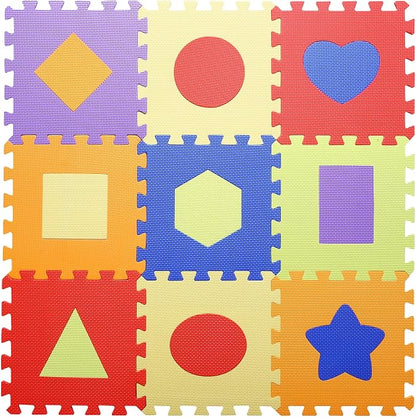 Coolcandy Baby Play Mat Without Fence, 9Pcs Interlocking Puzzle Floor Mat, 0.4" Thick Non-Toxic EVA Foam Play Mat, for Infants & Toddlers 3-36 Months, Soft Puzzle Tiles for Play Areas