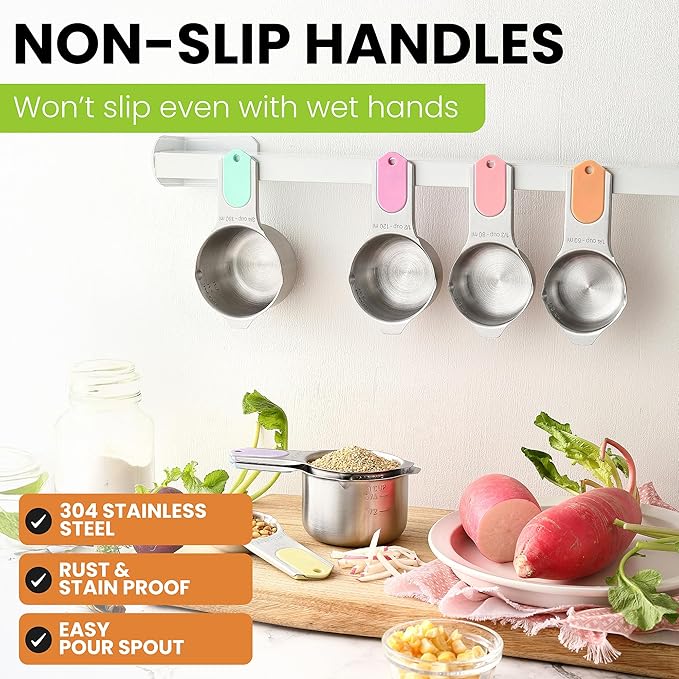 Spring Chef Magnetic Stainless Steel Measuring Cups, Kitchen Tools