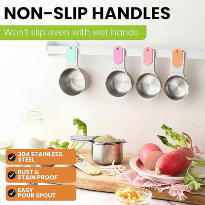 Spring Chef Magnetic Stainless Steel Measuring Cups, Kitchen Tools