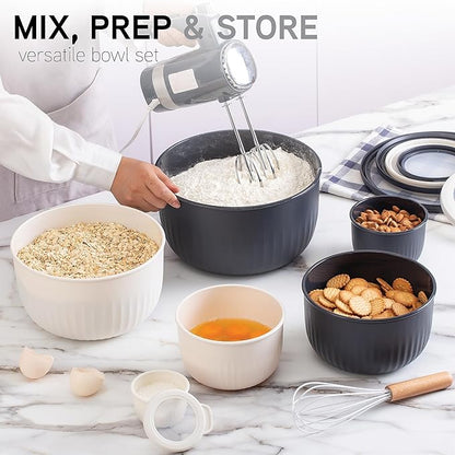 COOK WITH COLOR Prep Bowls with Lids- Wide and Deep Nesting Plastic Small