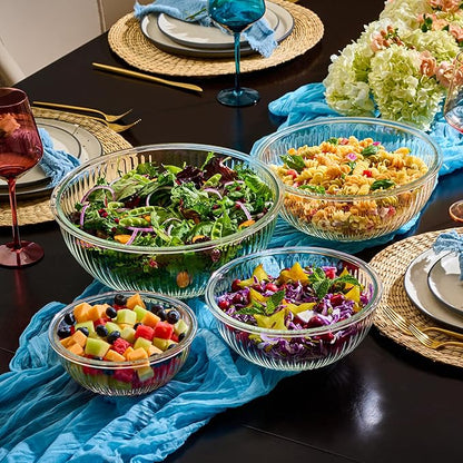 8pc Ribbed Glass Mixing Bowls