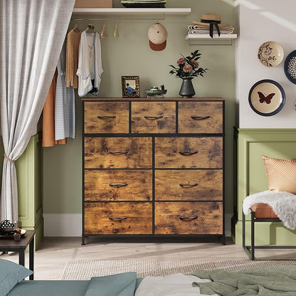 WLIVE 9-Drawer Dresser, Fabric Storage Tower