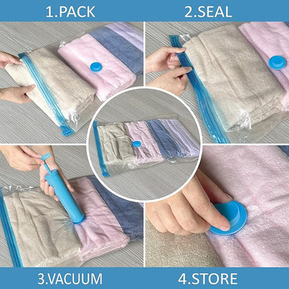 20 Pack Vacuum Storage Bags with Pump, Space Saver Vacuum Storage Bags, Vacuum Seal Bags for Clothing, Comfoters, Pillows, Blanket, Bedding