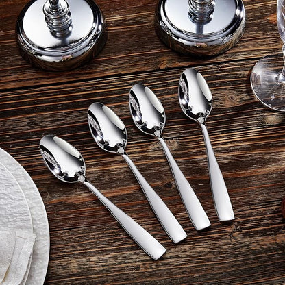 KEAWELL Premium 4-Piece Louis Spoon Set, 18/10 Stainless Steel, Squared Edge, Smooth Finish, Dishwasher Safe (7.6" Dinner Spoon)