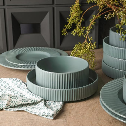 Christian Siriano Lusso 32-Piece Dinnerware Set Stoneware, Stone