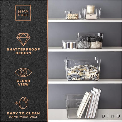 BINO | Plastic Storage Bins, Small - 2 Pack, Clear | THE SOHO COLLECTION | Pantry Organizers and Storage Containers Fridge Organizer Bins Kitchen Cabinet Organizer Medicine Cabinet Bin