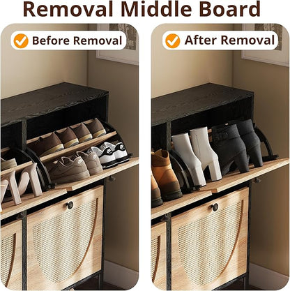 IRONCK Rattan Shoe Cabinet Storage