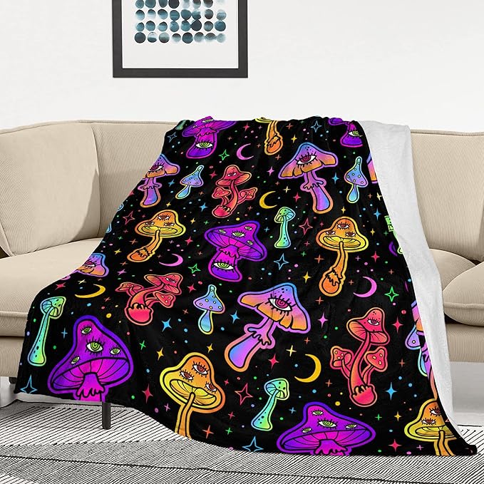 Mushroom Fleece Blankets Throw Blanket for Couch Gifts for Mushroom Lovers Soft Cozy Plush Bed Stuff Couch Living Room Decor for Kids Adults