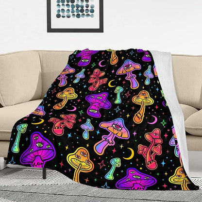 Mushroom Fleece Blankets Throw Blanket for Couch Gifts for Mushroom Lovers Soft Cozy Plush Bed Stuff Couch Living Room Decor for Kids Adults
