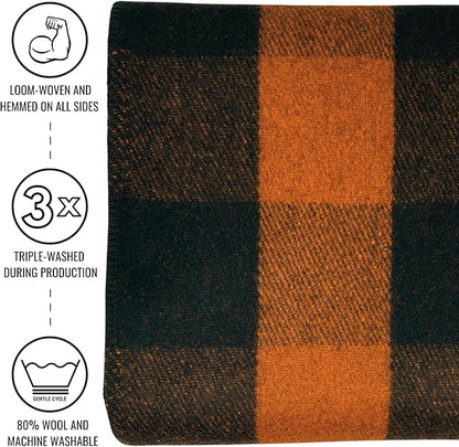 Arcturus Plaid Wool Blankets - 4.5lbs Warm, Heavy, Washable, Large | Great for Camping, Outdoors, Sporting Events, or Home