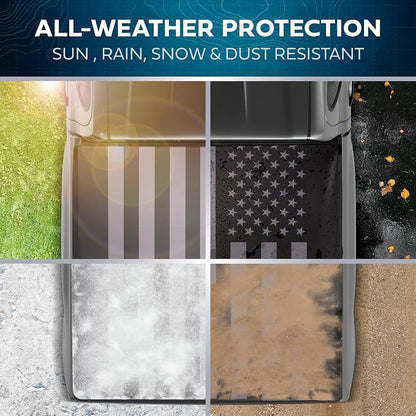 American Flag Truck Tonneau Cover for Ford F-250 F-350 Super Duty 1999-2016 / F-350 with 6.8 ft Bed Length, All-Weather Soft Roll Truck Bed Cover for Truck Black/Gray Flag