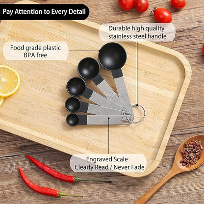 Measuring Cups and Spoons Set of Huygens Kitchen Gadgets 10 Pieces, Stackable