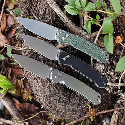 CJRB CUTLERY Pocket Knife Pyrite (J1925L) Button Lock EDC Large Foldable Knife AR-RPM9 Steel Blade and Stainless Steel Handle Silver Outdoor for Women Men for Gifts