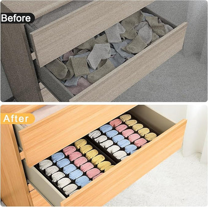 Joyoldelf Sock Drawer Organizer Divider Underwear Organizer 24-cell Fabric