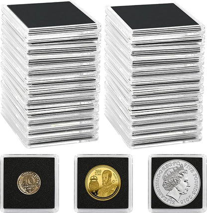 Uncle Paul 25 PCS Coin Capsules, Coin Snap Holders with 5 Sizes Black Gaskets 20/25/30/35/40mm, Clear Coin Cases for Coin Collection Supplies Silver Dollar Pounds Cents
