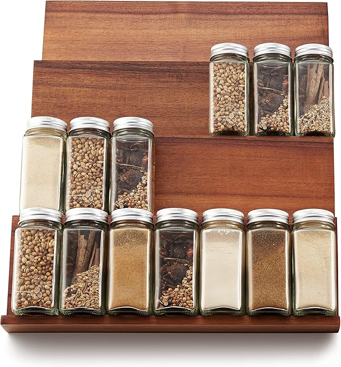 Tinamo Acacia Wooden Spice Rack Organizer