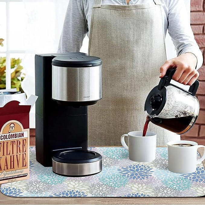 Kitchen Countertop Dish Drying Mat, Super Absorbent Coffee Bar Mat
