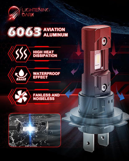 H7 Bulbs, No Adapter Required 400% Brightness 6500K Xenon White Fanless Non-Polarity Plug and Play Fog Bulb (Pack of 2)
