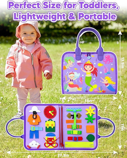 Busy Board Montessori Toys for Toddler Boy Girl Birthday Gifts, Busy Book Sensory Learning Toys for Toddlers, Educational Activities Airplane Car Travel Toy for Toddlers