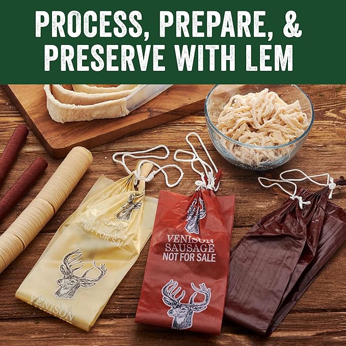 LEM Products Clear Fibrous Casings, 1 ½ Inches x 12 Inches, Non-Edible Sausage Casings, Stuffs Approximately 1 Pound Per Casing, Great for Summer Sausage, Pepperoni, and Salami, 25 Count Pack