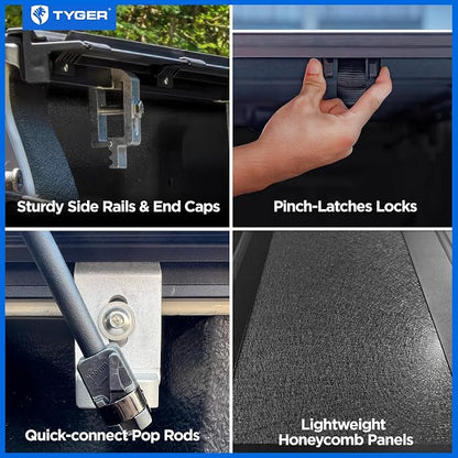 Tyger Auto T4 Flip-Up Low Profile Hard Alloy Truck Bed Tonneau Cover Compatible with 2015-2026 Ford F-150; 2022-2026 Lightning | 6.5' (79") Bed | TG-BC4F4404