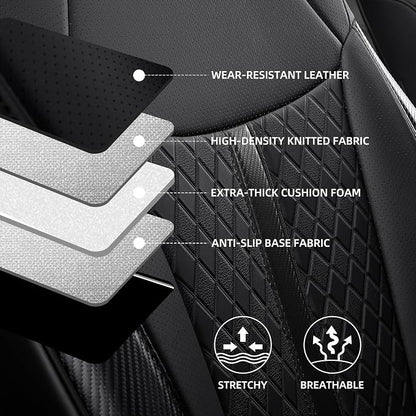 Custom Fit Sienna Seat Covers for 2021-2026 Toyota Sienna 7-Seat XLE XSE Woodland Limited Platinum [Ottoman Not Covered], Waterproof Faux Leather Full Set Airbag Compatible (Black)