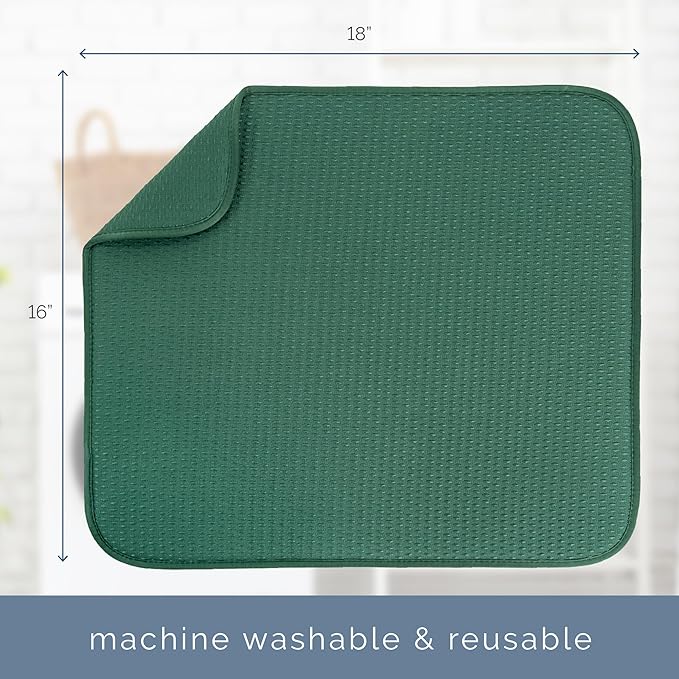S&T INC. Dish Drying Mat, 16” x 18”, Absorbent Microfiber Kitchen Counter Mat