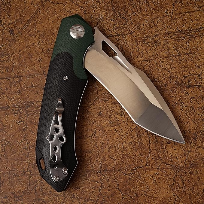 D2 Steel G10 Handle Folding Knife, Suitable for Outdoor Tactical Knife EDC, Survival, Climbing, Portable, Black