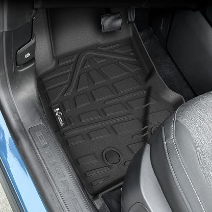 KARPAL Floor Mats for 2021-2025 2026 Ford Bronco 4 Door (Not fit Sport), Custom Fit TPE All Weather Ford Bronco Accessories 1st&2nd Row Floor Liner & Cargo Liner Backrest Mat