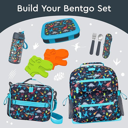 Bentgo Kids Prints Leak-Proof, 5-Compartment Bento-Style Kids Lunch Box - Ideal Portion Sizes for Ages 3-7, Durable, Drop-Proof, Dishwasher Safe, & PFAS & BPA-Free Materials (Dinosaur)