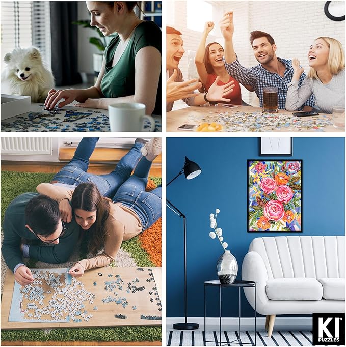 KI Puzzles 500 Piece Puzzle for Adults Aromatherapy Flowers in Vase Jigsaw with Scented Candle from Playview Brands