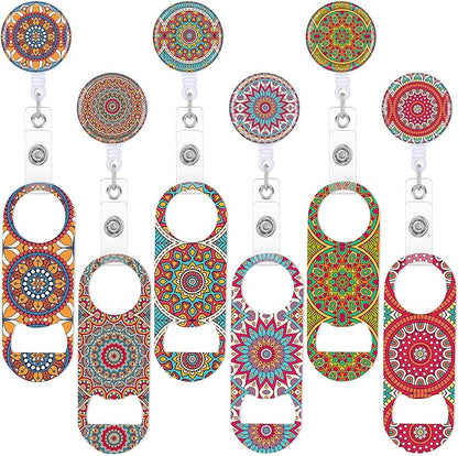 Irenare 6 Pcs Flat Bottle Openers Retractable Bar Keys