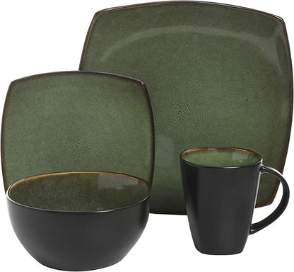 Gibson Elite Soho Lounge 16 Piece Dinnerware Set, Green