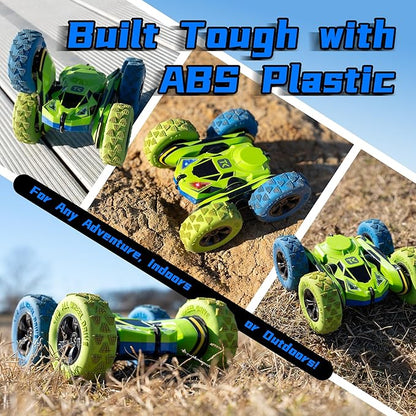 Threeking RC Stunt Car Remote Control Cars with Lights Double-Sided Driving Indoor Outdoor Toys Gifts Presents for 6 7 8 9 10 11 12 Year Old Kids Boys Girls