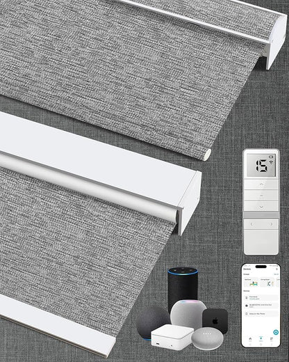 Kincmo Motorized Blinds with Remote, 100% Blackout Motorized Roller Shades Work