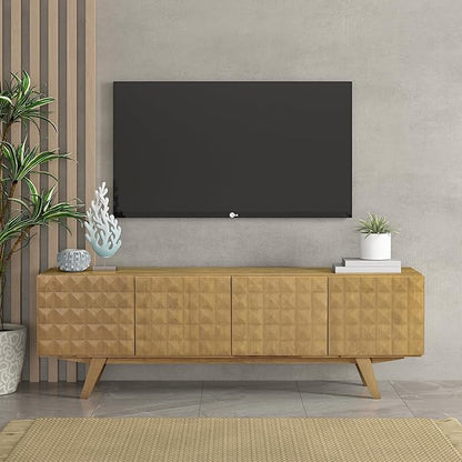 NTC Sapa Mid-Century Modern Solid Wood TV Stand 4-Door Media Console