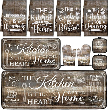 Fourluoo 10 Pcs Farmhouse Kitchen Decor and Accessories Set 4 Kitchen Towels 2