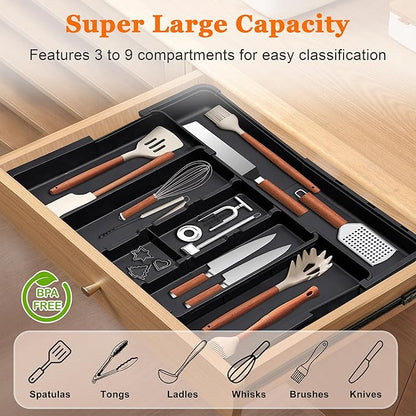 Spaclear Large Utensil Drawer Organizer Expandable Silverware Organizer