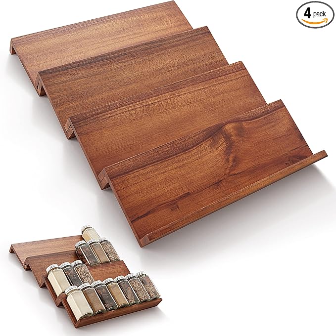 Tinamo Acacia Wooden Spice Rack Organizer